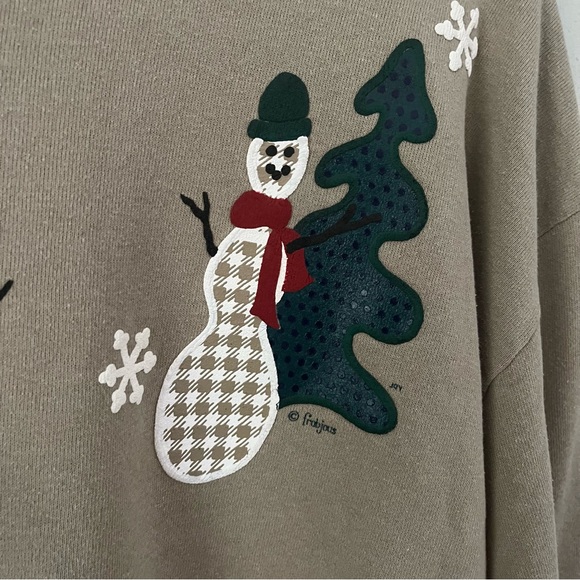 JERZEES Nublend Vintage Frabjous Snowman Christmas Sweatshirt Size Large - Picture 3 of 9